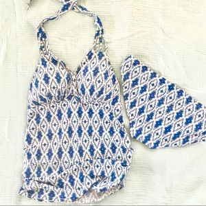 Pea in Pod Maternity Blue White Swimsuit / Tankini